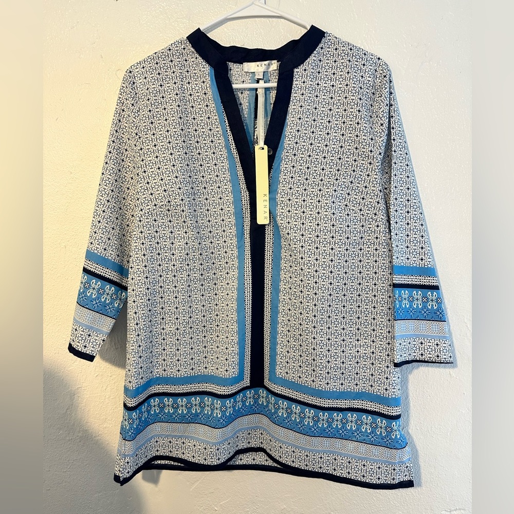 NWT size L Kenar lightweight cotton tunic in crisp shades of blue and white. 💙